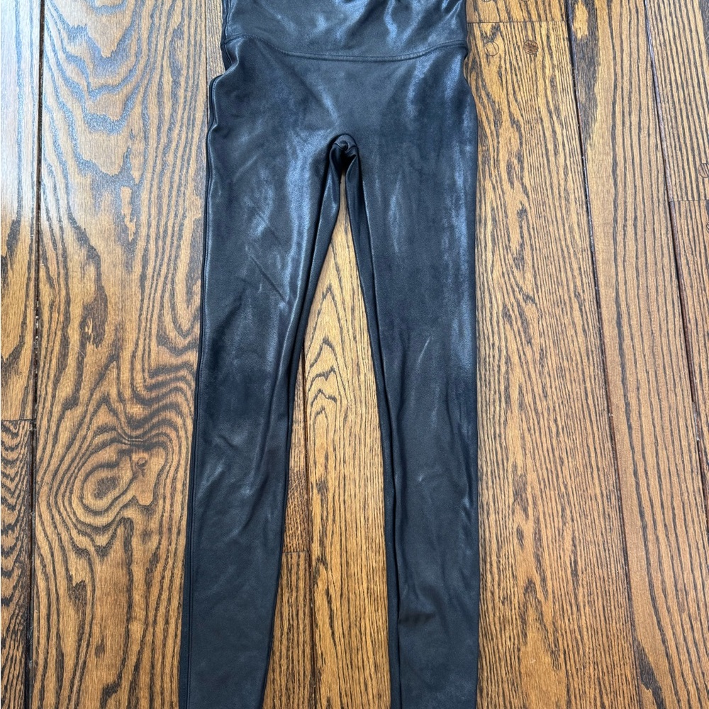 Spanx High-Waist Faux Leather Leggings - Black